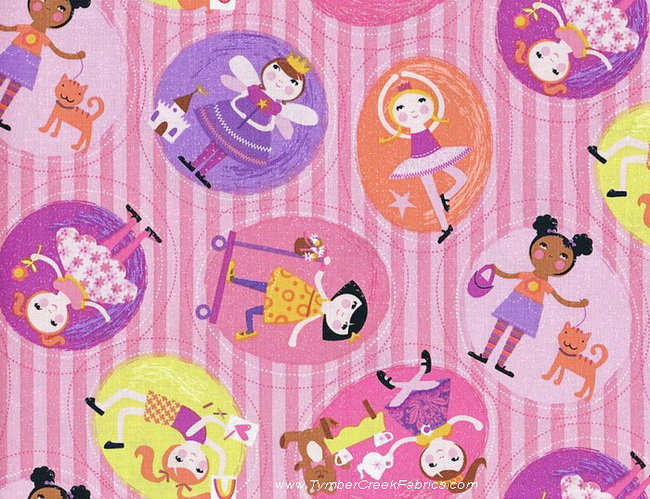 Princess Little Girls Flowers Medallions Stripe